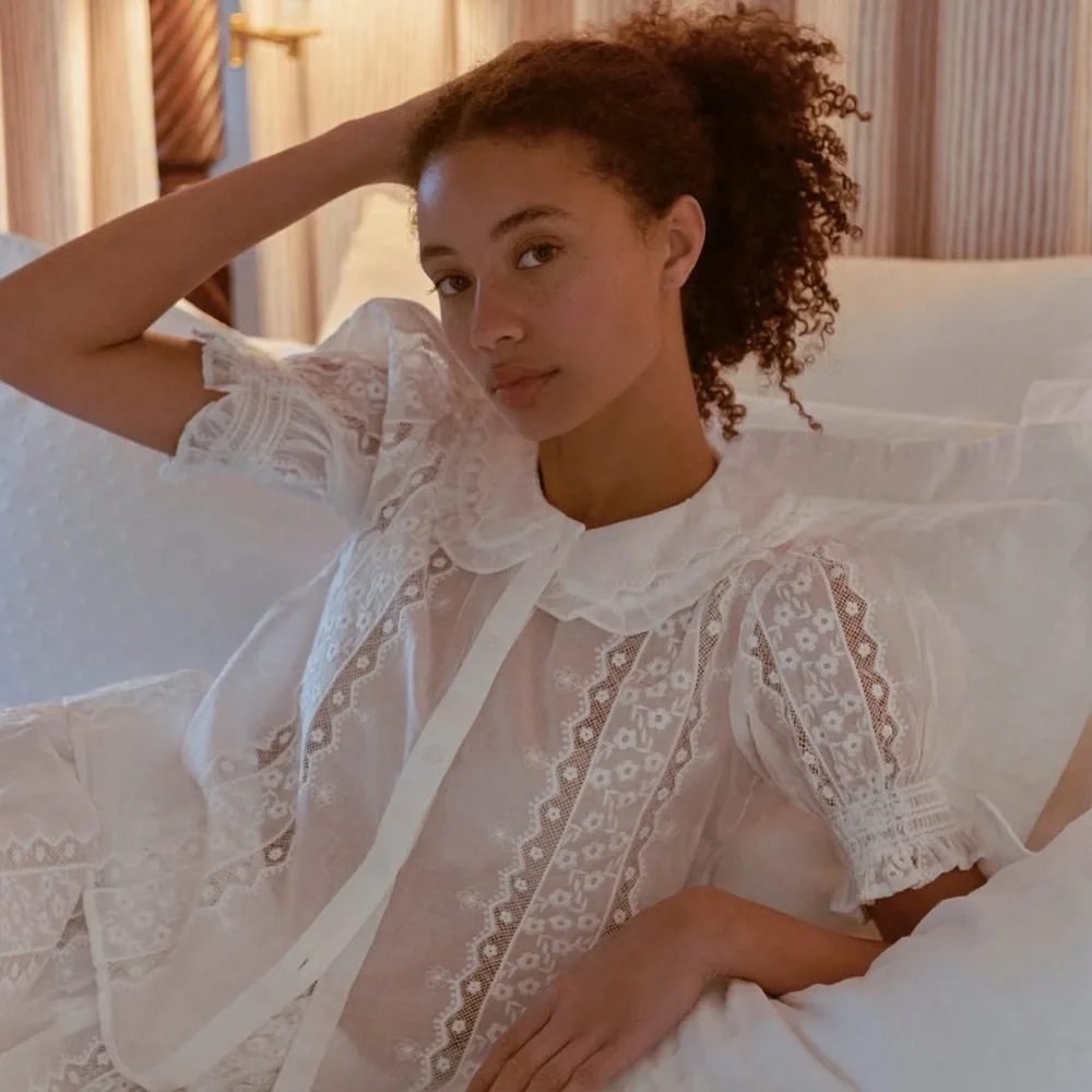 Hill House the Adelaide Top in White Broderie - Picture 1 of 10